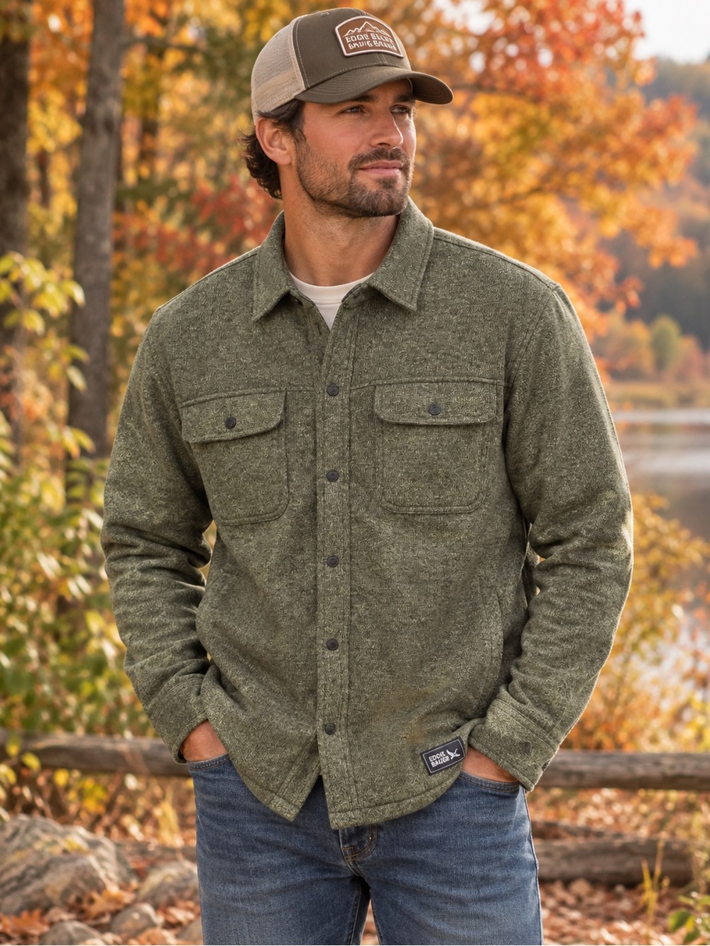 Eddie Bauer Moss Green Button-Up Shirt Jacket